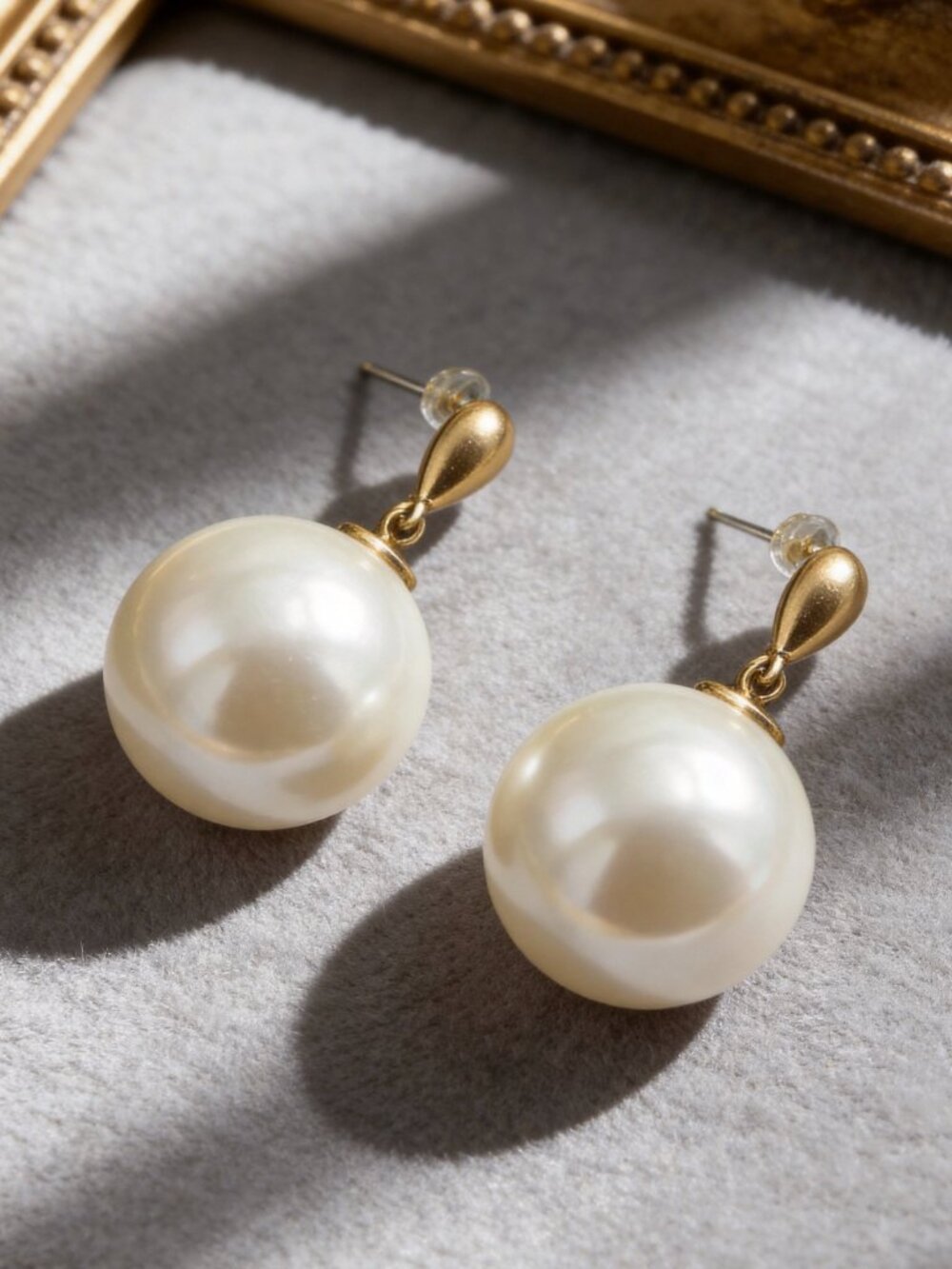 Classic Pearl Drop Gold Earrings